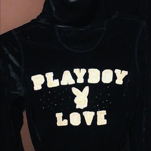 Playboy suede sweatsuit black, yellow, and white